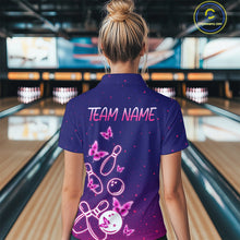 Load image into Gallery viewer, Purple Butterflies Bowling Shirts for Women Men Team Custom Bowling Jerseys MBL135
