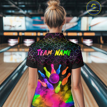 Load image into Gallery viewer, Colorful Bowling Custom Women Bowling Shirt Polo &amp; Quarter-Zip Bowling Team Jerseys HNT73