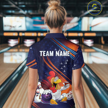 Load image into Gallery viewer, Funny Chicken Polo Bowling Shirt for Women Custom Bowling Jersey 1/4 Zip Bowling Outfit QZT826