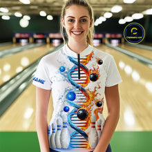 Load image into Gallery viewer, Custom Flame &amp; Water DNA Bowling Shirt White Quarter-Zip Bowling Jersey for Men And Women QZT685