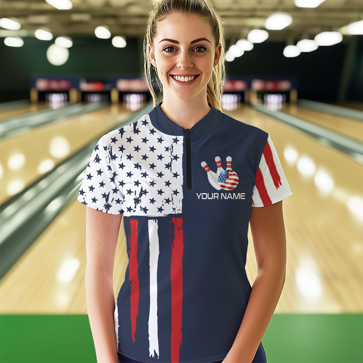 Custom American Bowling Shirt Bowling Jersey for Men Women Team Polo&1/4 Zip MBL59