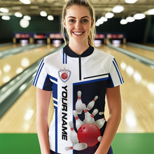 Load image into Gallery viewer, Bowling Jersey for Women Custom Bowling Team Shirts with Name Bowling League Polo &amp; 1/4 Zip HNT30