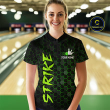 Load image into Gallery viewer, Custom Strike Green Bowling Women Bowling Shirt Polo &amp; Quarter-Zip Bowling Team Jerseys HNT79