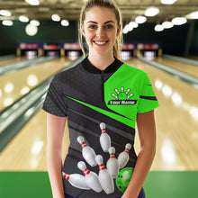 Load image into Gallery viewer, Green Bowling Shirt for Men&amp;Women Team Bowling Jersey Colorful Bowling Polo &amp; 1/4 Zip MBL49