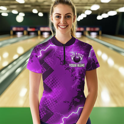 Thunder Lightning Bowling Shirt Purple Bowling Jersey Men Women Team Bowling Shirts MBL64
