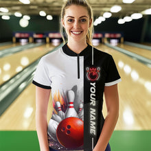 Load image into Gallery viewer, Custom Bowling Jersey for Women Bowling Gifts for Women Bowling Team Shirts with Name Polo &amp; 1/4 Zip HNT25