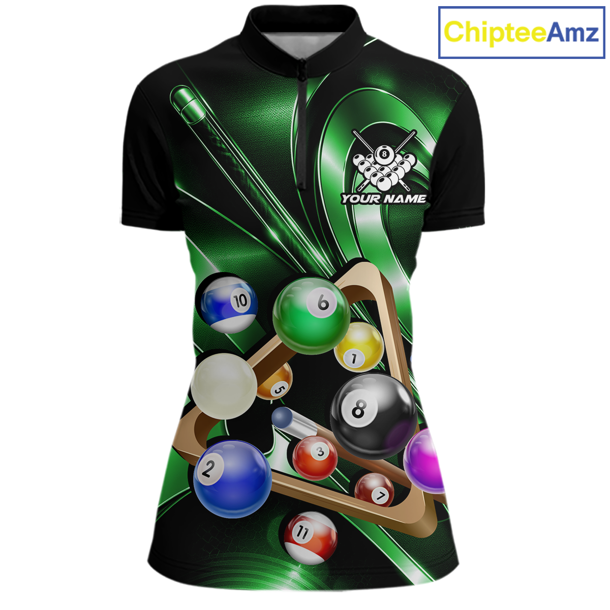 Custom Ball Pool Shirts Green Billiard Shirt for Women Billiard Team Jersey Billiard League NNT180