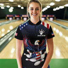 Load image into Gallery viewer, Custom Eagle Bowling Team Shirt American Bowling Quarter-Zip Jersey for Men Women QZT658