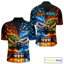 Load image into Gallery viewer, Custom Flame Shark and Alligator Bowling Jersey for Men Bowling Uniform Bowling Team Shirts HNT248