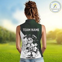 Load image into Gallery viewer, Green White Funny Golf Ball Pattern Sleeveless Womens Golf Polo Shirts Custom Golf Outfits Ladies, Green Golf Tops NHT785