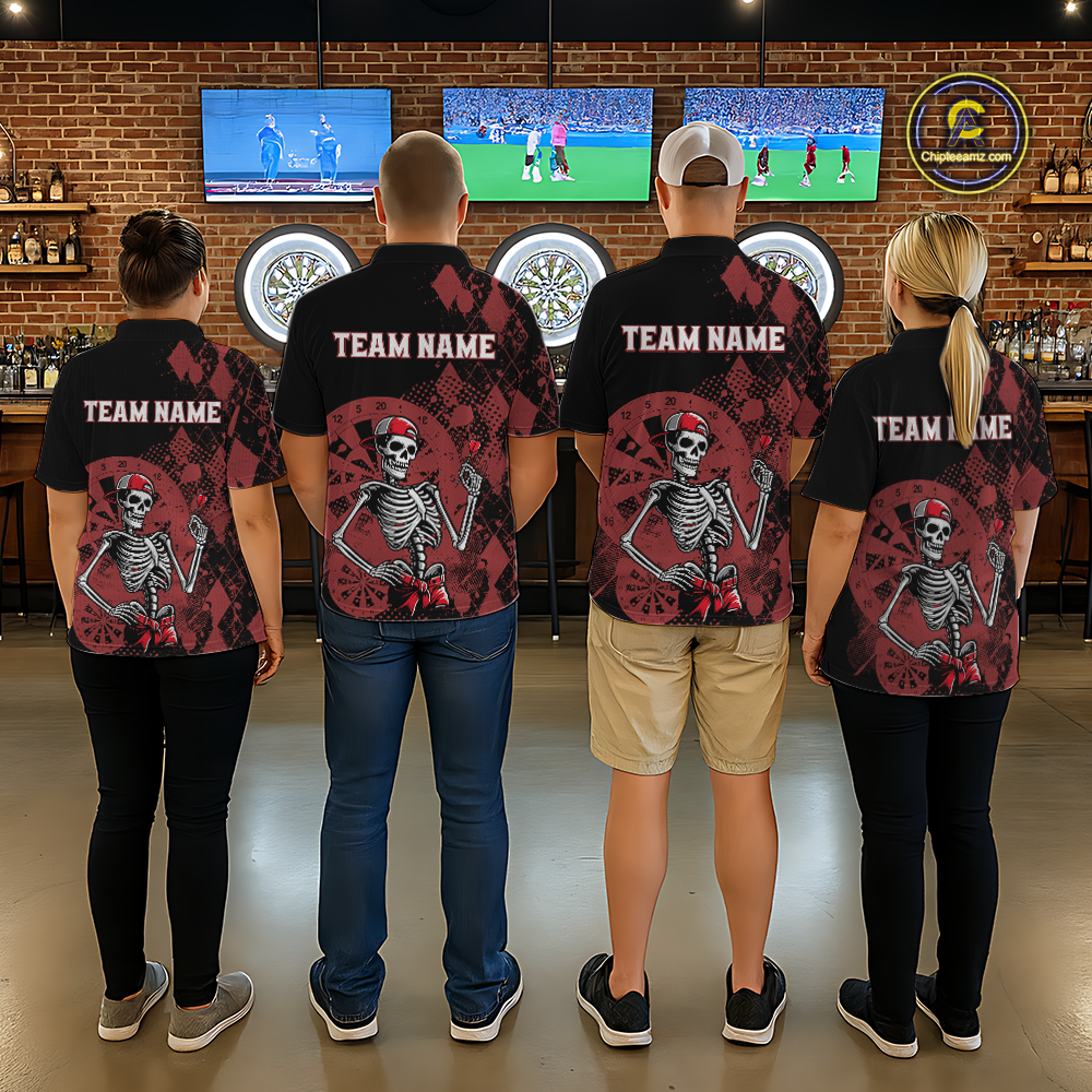 Custom Black & Red Dart Shirts for Team Polo & Quarter-Zip Dart Jersey for Women Dart Outfit DHT25