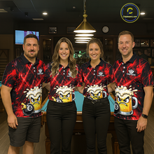 Load image into Gallery viewer, Custom Red Funny Beer Billiard Shirt for Women Billiard Jersey 8 Ball Pool Shirt Outfit BHT23