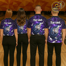 Load image into Gallery viewer, Purple Lightning Thunder Angry Shark Bowling shirts For Women Custom Shark Bowling Team Jerseys NQS11757
