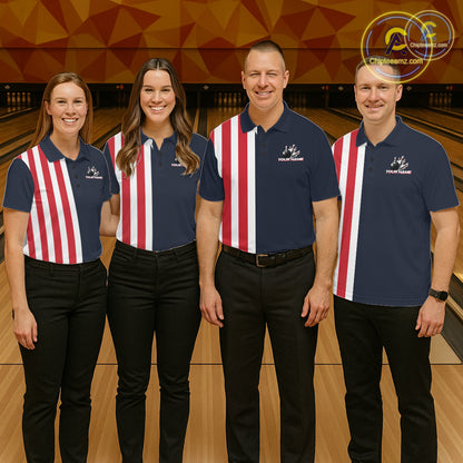 Retro Bowling Shirts For Women custom Red, White and Blue patriotic bowling outfits team jerseys NQS11446