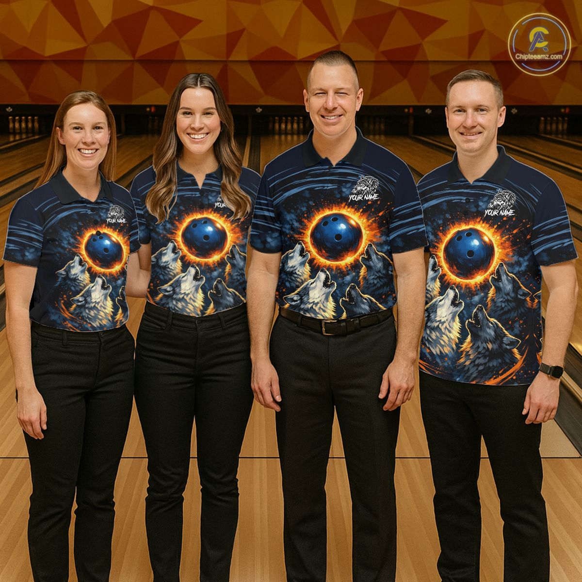 Wolf Bowling Jersey for Women Polo & 1/4 Zip Custom Wolf Bowling Team Shirts Bowling League HNT205