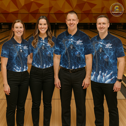 Blue Thunder Lightning Bowling Shirt for Women Bowling League Jersey Polo & Quarter-Zip Bowling Outfit QZT932