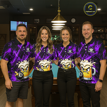 Load image into Gallery viewer, Custom Purple Funny Beer Billiard Shirt for Men Billiard Jersey 8 Ball Pool Shirt Outfit BHT23