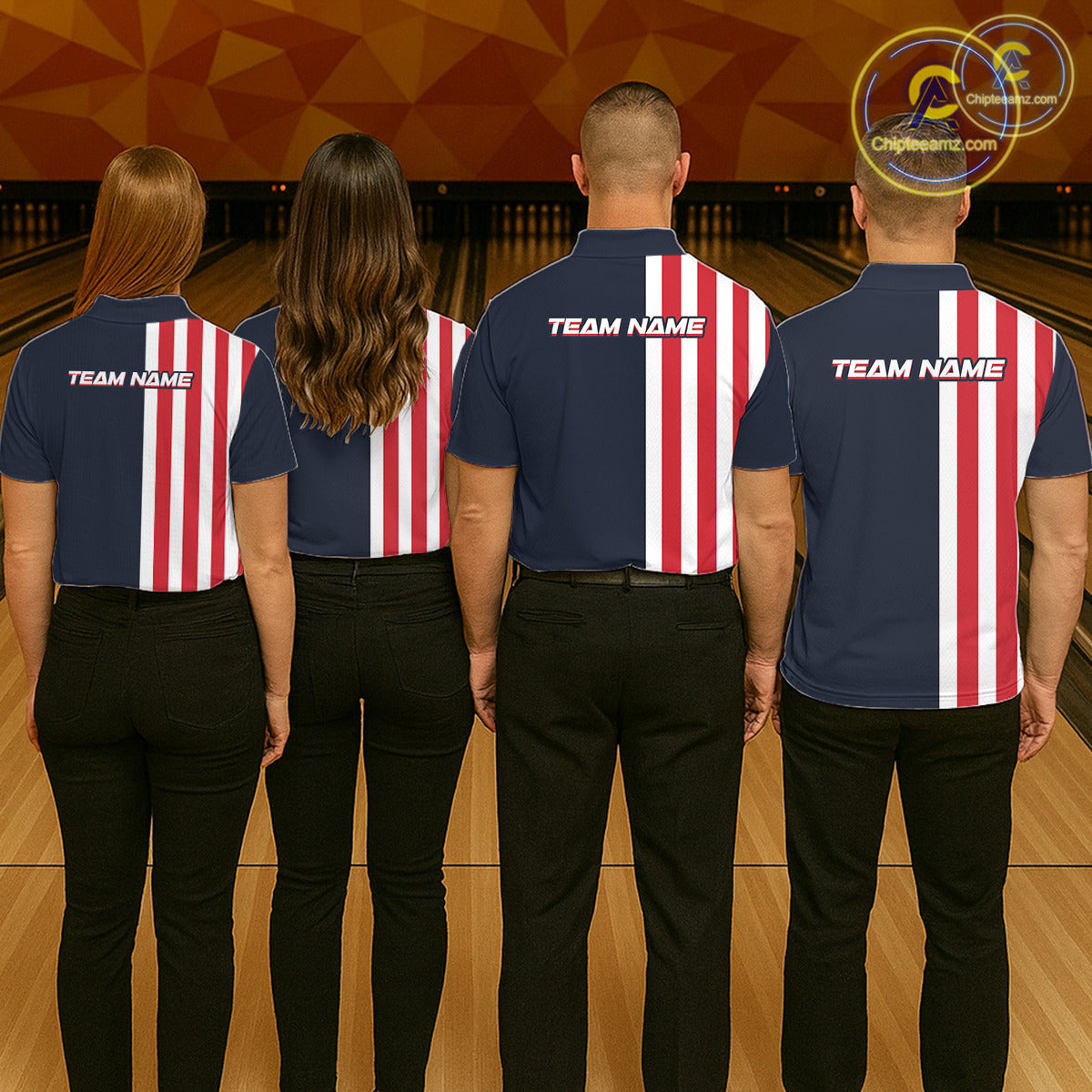 Retro Bowling Shirts For Women custom Red, White and Blue patriotic bowling outfits team jerseys NQS11446