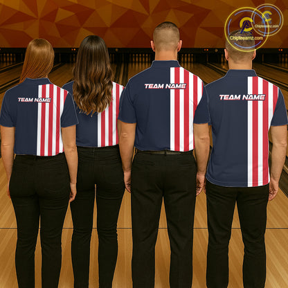 Retro Bowling Shirts For Women custom Red, White and Blue patriotic bowling outfits team jerseys NQS11446