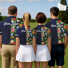Load image into Gallery viewer, Mens Golf Polo Shirt Green Tropical Flower Leaves Custom Name Golf Polo Shirts, Golfing Gift NHT720