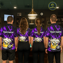 Load image into Gallery viewer, Custom Purple Funny Beer Billiard Shirt for Men Billiard Jersey 8 Ball Pool Shirt Outfit BHT23