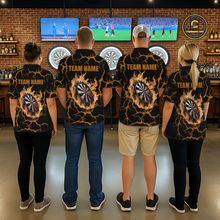 Load image into Gallery viewer, Custom Orange Flame Dart Shirt for Women Dart Jersey for Team Dart Gift Polo &amp; 1/4 Zip DHT7