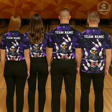 Load image into Gallery viewer, Custom Purple Funny Duck Bowling Shirt for Women Bowling Jersey Polo &amp; 1/4 Zip Bowling Outfit QZT943