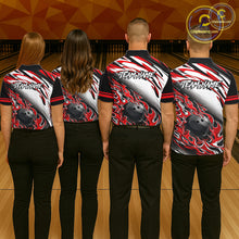 Load image into Gallery viewer, Red Flame Bowling Polo, Quarter Zip Shirts For Women Custom Bowling Team Jerseys, Gift For Bowlers NQS11738
