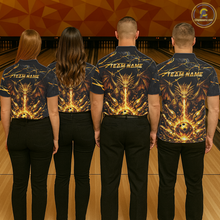 Load image into Gallery viewer, Custom Black and Gold Bowling Shirt Dragon Bowling Jersey League for Women Polo &amp; 1/4-Zip Outfit QZT834