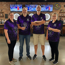 Load image into Gallery viewer, Custom Purple Splatter Multi-Skull Women Darts Arrow Polo League Shirts Dart Team Jerseys NYN2202