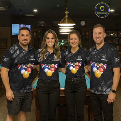 Custom Balls Billiard Shirts for Men Billiard League Billiard Team Shirts Polo & 1/4 Zip NNT104