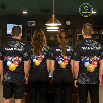 Custom Balls Billiard Shirts for Women Billiard League Billiard Team Shirts Polo & 1/4 Zip NNT104