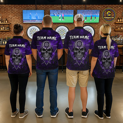 Custom Purple Splatter Multi-Skull Women Darts Arrow Polo League Shirts Dart Team Jerseys NYN2202