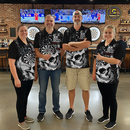 Custom American Flag Skull Dart Shirt Dart Team Jersey for Women Dartboard Shirts Dart League NNT176