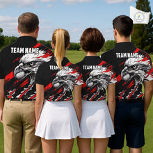 Load image into Gallery viewer, Mens Golf Polo Shirts Custom Red And Black Grunge Pattern Eagle Golf Shirts For Men, Golf Apparel NHN0062