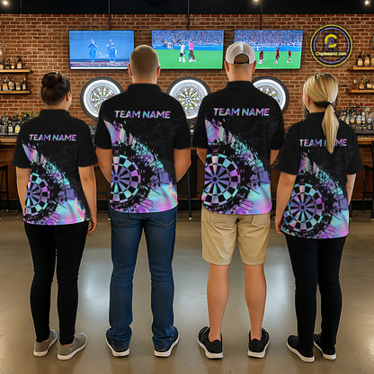 Purple Holographic Dartboard Grunge Dart Polo Shirts For Women Custom Name For Darters NYN2282