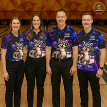 Load image into Gallery viewer, Custom Neon Funny Raccoon Bowling Team Jersey for Men Bowling Shirt Bowling Tournament Polo &amp; 1/4-Zip QZT957