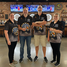 Load image into Gallery viewer, Personalized Funny Grim Reaper Play Darts &amp; Beer Polo &amp; 1/4-Zip Shirts For Men Dart Team Jerseys NYN2815