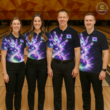 Load image into Gallery viewer, Neon Aurora Bowling Shirt Custom Galaxy Glow Bowling Jersey for Men Polo &amp; Quarter-Zip QZT967