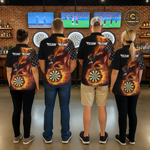 Load image into Gallery viewer, Custom Flame US Flag Eagle Darts Shirt for Men Darts Team Jerseys Dart Tournament Polo &amp; 1/4 Zip NNT112