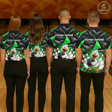 Load image into Gallery viewer, Custom Green Funny Duck Bowling Jersey for Women Bowling League Bowling Team Shirts Polo &amp; 1/4 Zip HN233