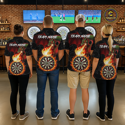 Custom Flame Dragon Darts Shirt for Women Darts Team Jerseys Dartboard Shirt Dart League NNT264
