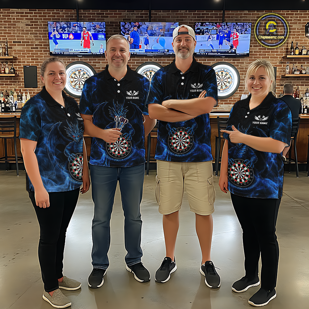 Custom Blue Dragon Darts Board Dart Shirts For Women Darts Team Jerseys Polo & 1/4 Zip NNT121