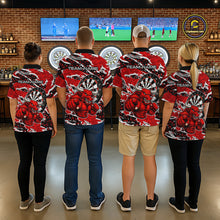 Load image into Gallery viewer, Personalized Men Darts Bull Grunge Red Polo Shirt Custom Name Polo 1/4-Zip Shirt Gift For Darters NYN2856