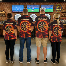 Load image into Gallery viewer, Red Flaming Roses Dartboard &amp; Arrow Custom Women Darts Polo Shirts Fire Flame Dart Jerseys NYN2264