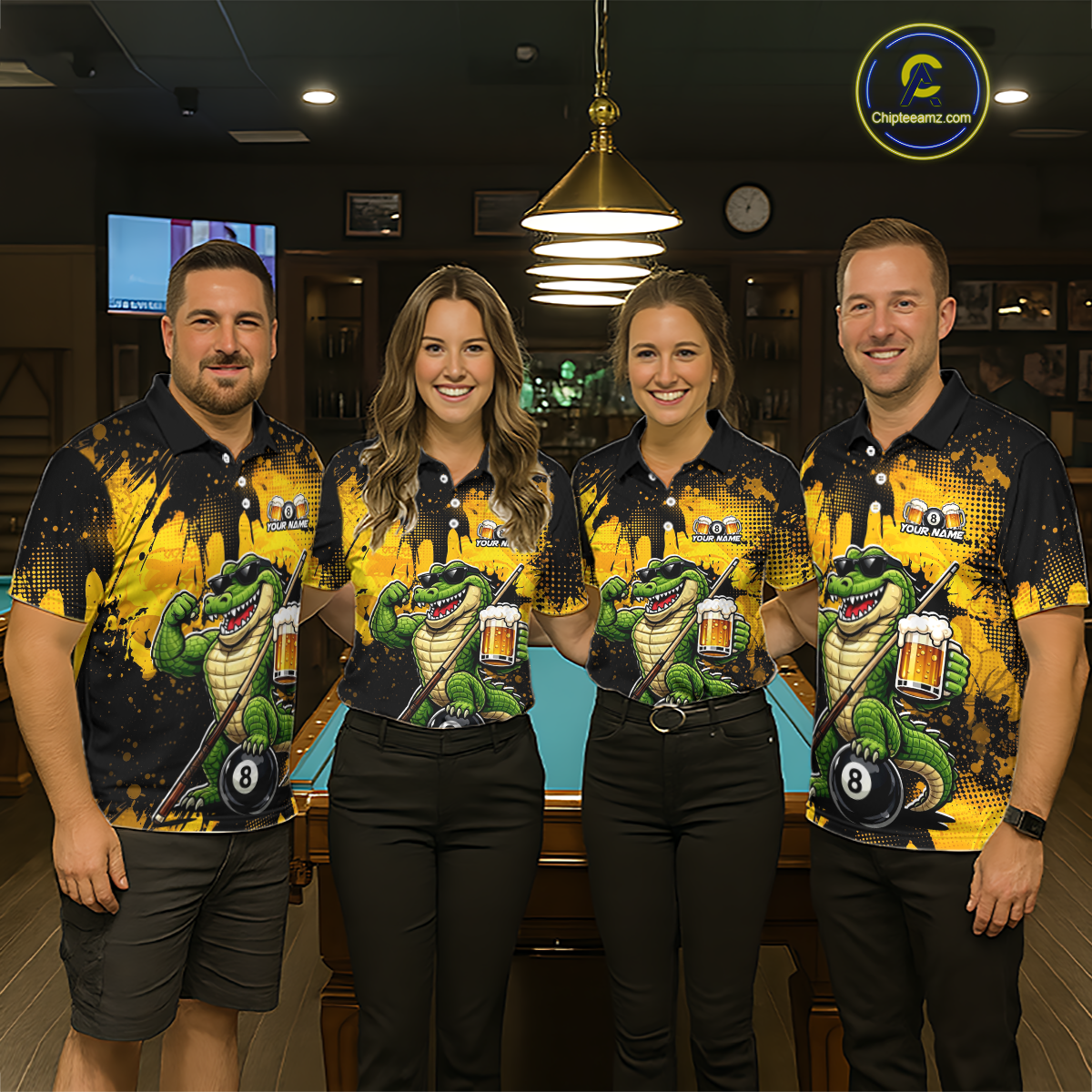 Custom Beer Alligator 8 Ball Pool Shirts Billiard Shirt for Women Billiard Team Jersey Billiard League NNT182