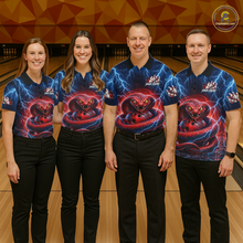 Load image into Gallery viewer, Blue Lightning Thunder Red Snake Bowling Shirt for Women Custom Bowling Team Jersey Bowling Outfit QZT994