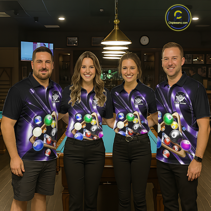 Custom Ball Pool Shirts Purple Billiard Shirt for Men Billiard Team Jersey Billiard League NNT180