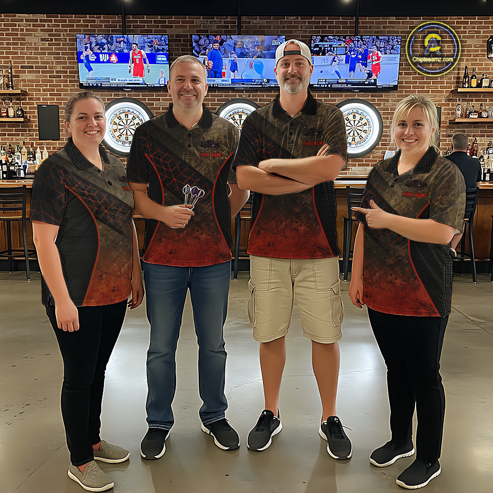 Funny Dartboard Cowboy Darts Polo & 1/4-Zip Shirts For Men Custom Grunge Brown Darts Team Jerseys NYN3079