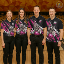 Load image into Gallery viewer, Custom Pink Raccoon Bowling Jersey for Men Bowling Team Shirts Bowling Polo &amp; 1/4 Zip HNT254